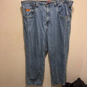 Empyre Jeans Men's 40 Light Wash Denim Baggy Wide Leg Skate Relaxed Fit Zip Fly